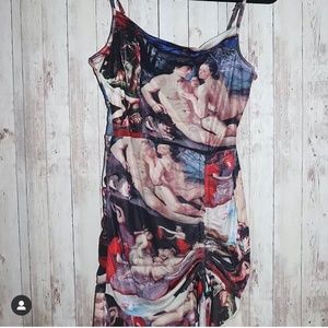 Spagetti Strap Mural Midi Dress